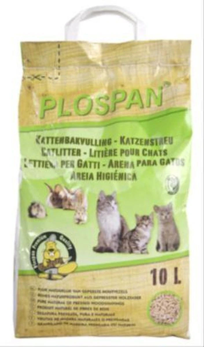 Plospan Houtkorrel Kattenbakvulling - 10 Ltr 7 Plospan Houtkorrel Kattenbakvulling - 10 Ltr - Afbeelding 5