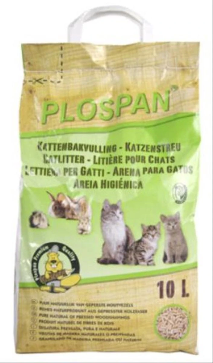 Plospan Houtkorrel Kattenbakvulling - 10 Ltr 3 Plospan Houtkorrel Kattenbakvulling - 10 Ltr