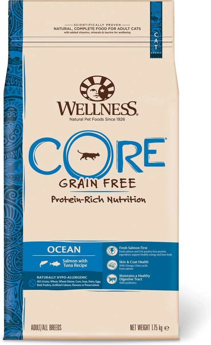 Wellness Core Grain Free Cat Ocean Zalm & Tonijn - Kattenvoer - 1.75 Kg 14 Wellness Core Grain Free Cat Ocean Zalm & Tonijn - Kattenvoer - 1.75 Kg - Afbeelding 12