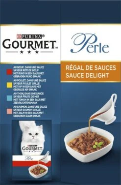 Gourmet Perle Sauce Delight - Kattenvoer Natvoer - Rund, Kip, Tonijn & Zalm - 48 X 85 Gr -Kattenbenodigdheden 789x1200