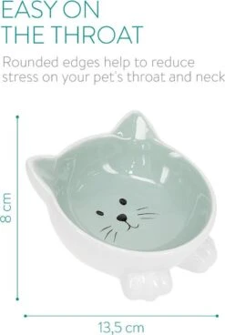 Navaris Voerbakjes Voor Katten - Set Van 2 Voer- En Waterbakken - Etensbak Van Keramiek - Met Antislip Voetjes - Kattenvorm - Roze/Groen -Kattenbenodigdheden 806x1200