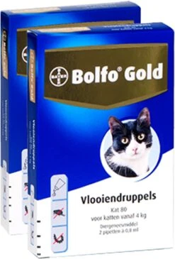 Bayer Bolfo Gold 80 Anti Vlooienmiddel - Kat - >4 Kg - 2 Pipetten -Kattenbenodigdheden 812x1200