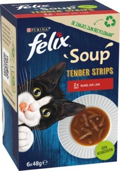 Felix Soup Tender Strips Met Rund, Kip & Lam - Katten Natvoer - 24 X 48g -Kattenbenodigdheden 841x1200