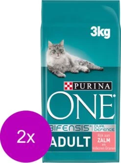 Purina One Adult Zalm&Granen - Kattenvoer - 2 X 3 Kg -Kattenbenodigdheden 893x1200