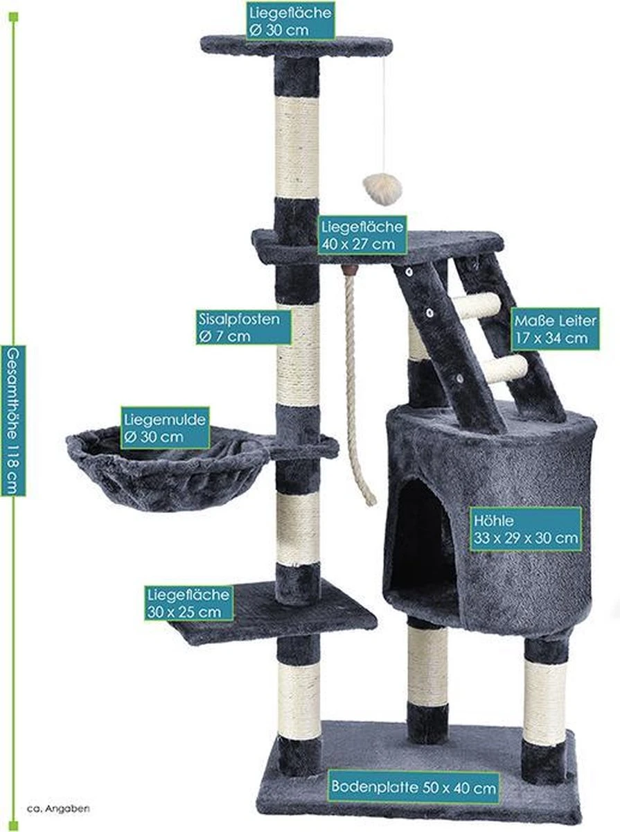 Merkloos Katten Krabpaal Buffy - 118 X 50 X 40 Cm - Grijs 8 Merkloos Katten Krabpaal Buffy - 118 X 50 X 40 Cm - Grijs - Afbeelding 6