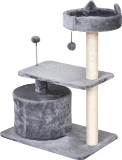 PawHut Kattenboom 3 Verdiepingen Krabpaal Kattengrot Met Sisal Palen Krabplank Pluche D30-258