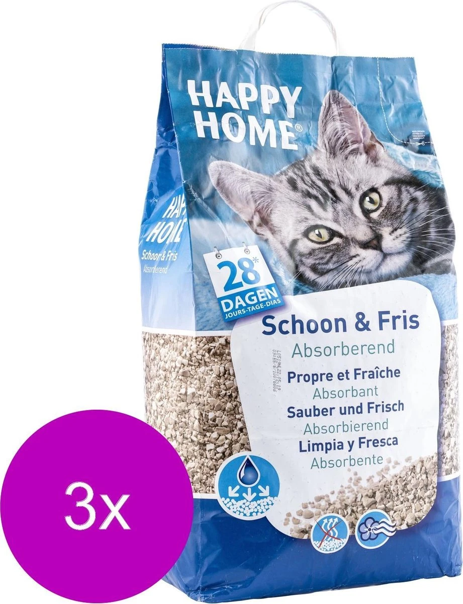 Happy Home Clean Fresh - Kattenbakvulling - 3 X 20 L 3 Happy Home Clean Fresh - Kattenbakvulling - 3 X 20 L