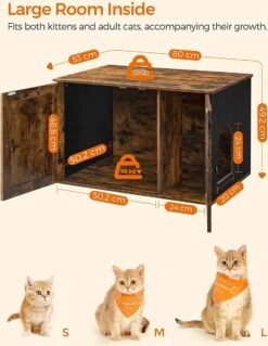 Songmics Kattenbak, Kattenhuis, Met Deuren, Vintage Bruin-zwart -Kattenbenodigdheden 930x1200 4