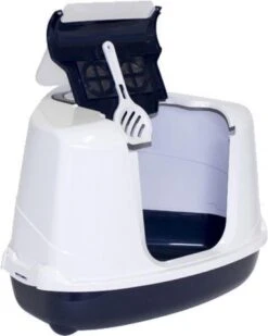 Moderna Flip Hoekkattenbak - Donkerblauw/Wit - 56 X 45 X 39 Cm -Kattenbenodigdheden 958x1200 2