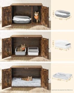 Songmics Kattenbak, Kattenhuis, Met Deuren, Vintage Bruin-zwart -Kattenbenodigdheden 960x1200 10