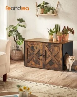 Songmics Kattenbak, Kattenhuis, Met Deuren, Vintage Bruin-zwart -Kattenbenodigdheden 960x1200 7