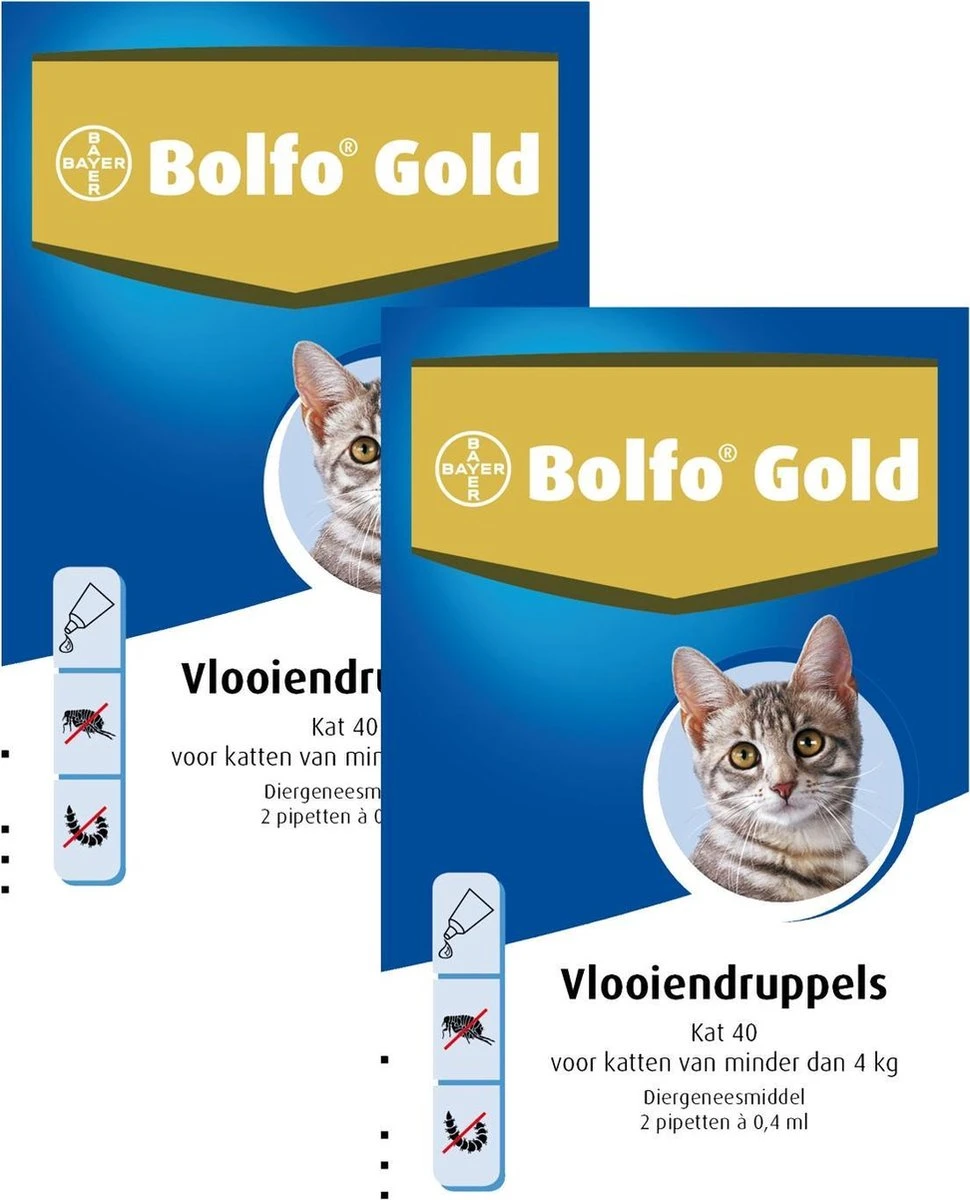 Bolfo Gold Kat 40 - Anti Vlooienmiddel - 2 X 2 Stuks 0 - 4 Kg 3 Bolfo Gold Kat 40 - Anti Vlooienmiddel - 2 X 2 Stuks 0 - 4 Kg