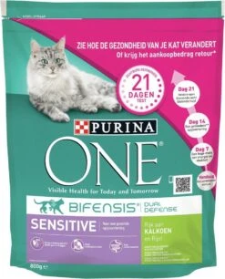 Purina One Sensitive - Kalkoen/Rijst - Kattenvoer - 800 G -Kattenbenodigdheden 970x1200