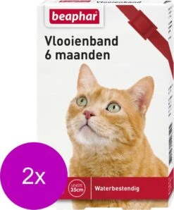 Beaphar Vlooienband 6 Maanden Kat 35 Cm - Anti Vlooienmiddel - 2 X Rood -Kattenbenodigdheden 993x1200