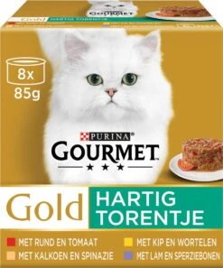 Gourmet Gold Hartig Torentje - Kattenvoer Natvoer - Vlees Met Groente Mix - 48 X 85 G